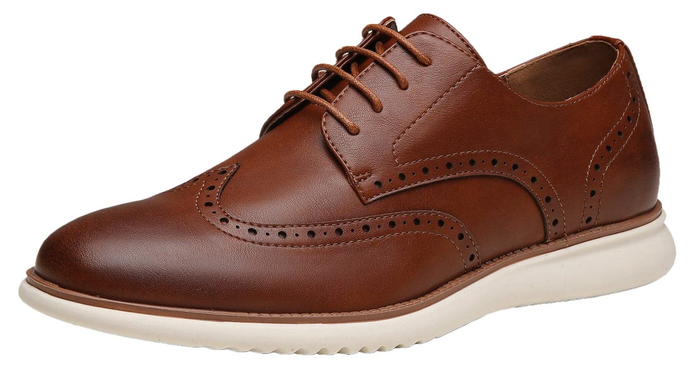 Jousen Mens Dress Shoes Oxfords Casual Wingtip Brogue Classic Formal Derby Business Dress Shoes for Men (AMY9007 Oxblood 9.5)