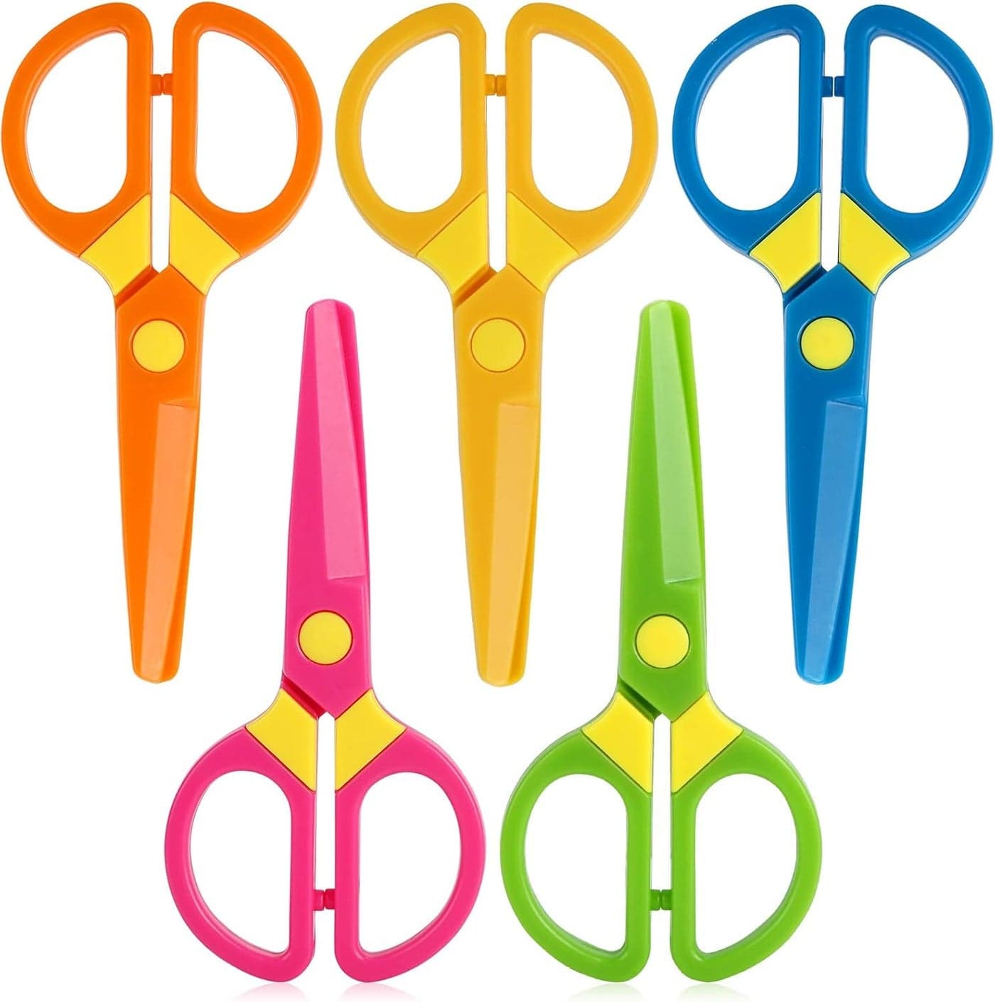 LOVESTOWN Toddler Safety Scissors, 5PCS Training Scissor for Preschool Children, Right & Left Handed Child Hand-Eye Coordination Development, Playdough Tools Paper Cutting Activity, Art Craft Supplies