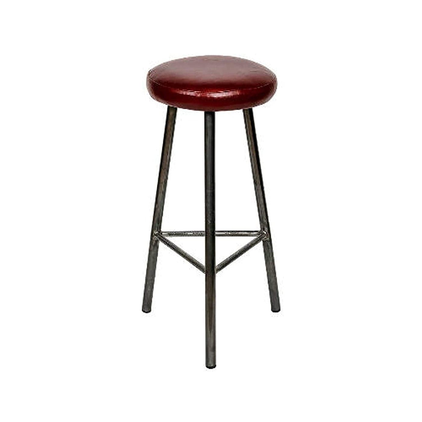 Indian Decor 4518 Three Legged Breakfast StoolBar Stool with Cushioned Seat Dining Barstool Chairs Kitchen Cafe Black Cushioned Stool for HomeKitchenOffice and Restaurants