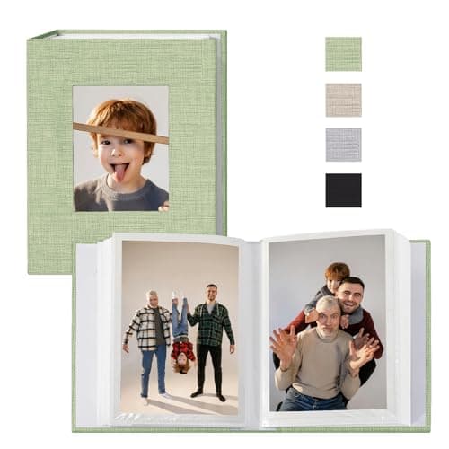 Photo Albums 4x6 Pictures, Polaroid Photos Album Book, Photo Book Small Linen Cover Photo Album, 50 Page Holds 100 Pictures, Photobook for Valentines Day, Anniversary, Vacations, Wedding Baby Green
