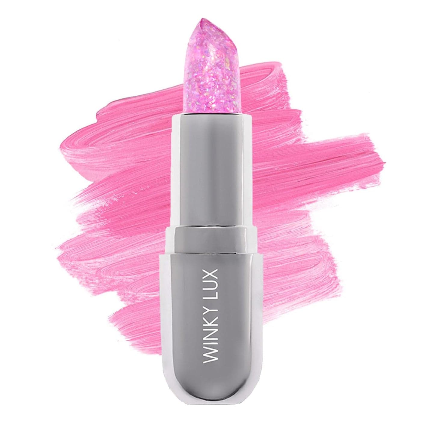 Winky Lux Glitter Confetti Balm pH Color Changing Lipstick Vegan Cruelty Free Lip Balm Hydrate Plump Sheer Pink Lipstick With Lavender Confetti