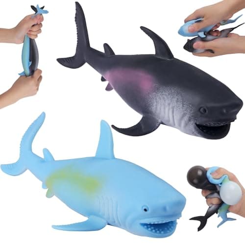 Shark Stress Balls 2Pack Squishy Toys for Kids Adults 8 Inch Shark Squishy Ball Dough Ball Animal Squeeze Stress Toys Stretchy Stress Relief Sensory Fidget Toys Party Favors Birthday