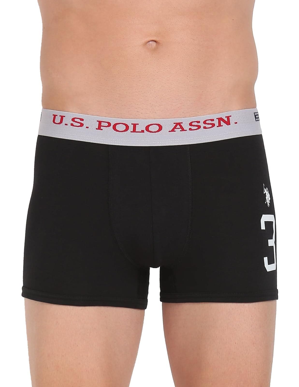 U.S. POLO ASSN. Mens I015 Anti Microbial Branded Stretch Cotton Underwear Trunk -Pack of 1 Black