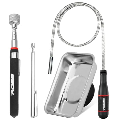 4Piece Telescoping Magnetic Pickup Tools Set 31in Portable Magnetic Pickup Stick 25in PenStyle Magnetic Pickup Tool with Pocket Clip 20in Flexible Bendable Spring Magnet Stick Magnet Parts Tray