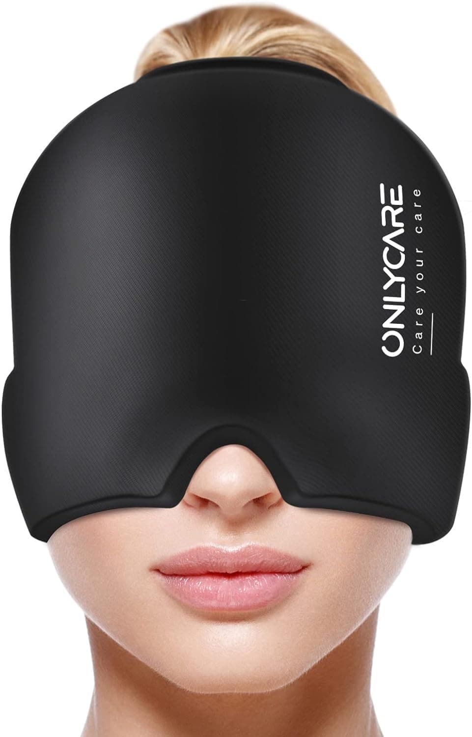 ONLYCARE Migraine Relief CapSoothing Migraine MaskUpgraded Odorless Gel Ice Head Wrap Hot and Cold Therapy FSA or HSA Eligible Headache Ice Pack for Tension and StressBlack