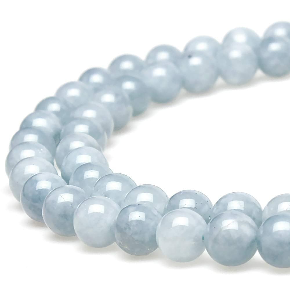 MJDCB Natural Round Aquamarine Gemstone Spacer Loose Beads Spacer Beads for DIY Jewelry Making Strand 15