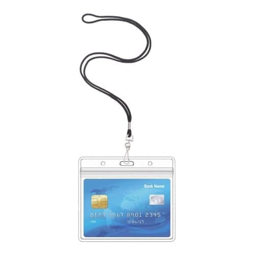 Extra Thick Horizontal ID Card Name Tag Badge Holder with Waterproof Type Resealable Zip (2.36 x 3.74 Inches with lanyards, 20Packs)