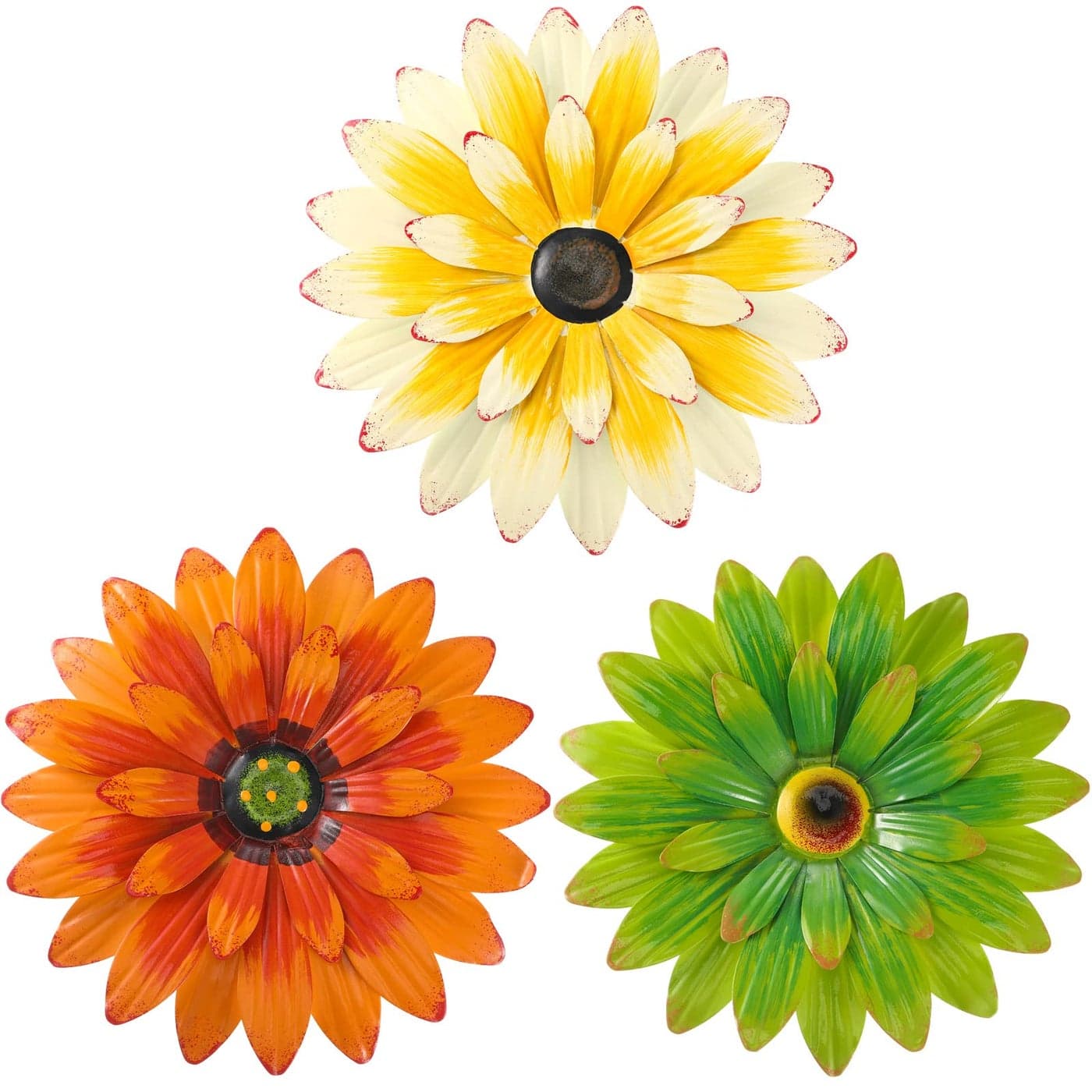 Hotop 3 Pcs Metal Flower Wall Art 3D Metal Daisy Wall Decor Multiple Layer Hanging Flower Rustic Farmhouse Boho Style Decorations for Indoor Outdoor Home Living Room Office Garden 8 InchesClassic