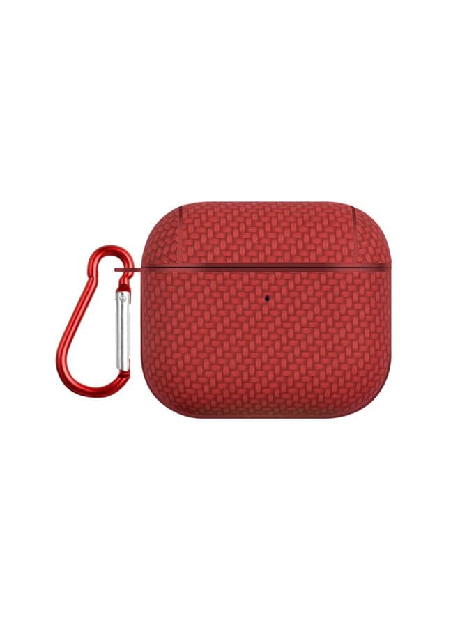 Case Cover For AirPods 3 Woven Skin Texture PC TWS Earphone Protective Case Red