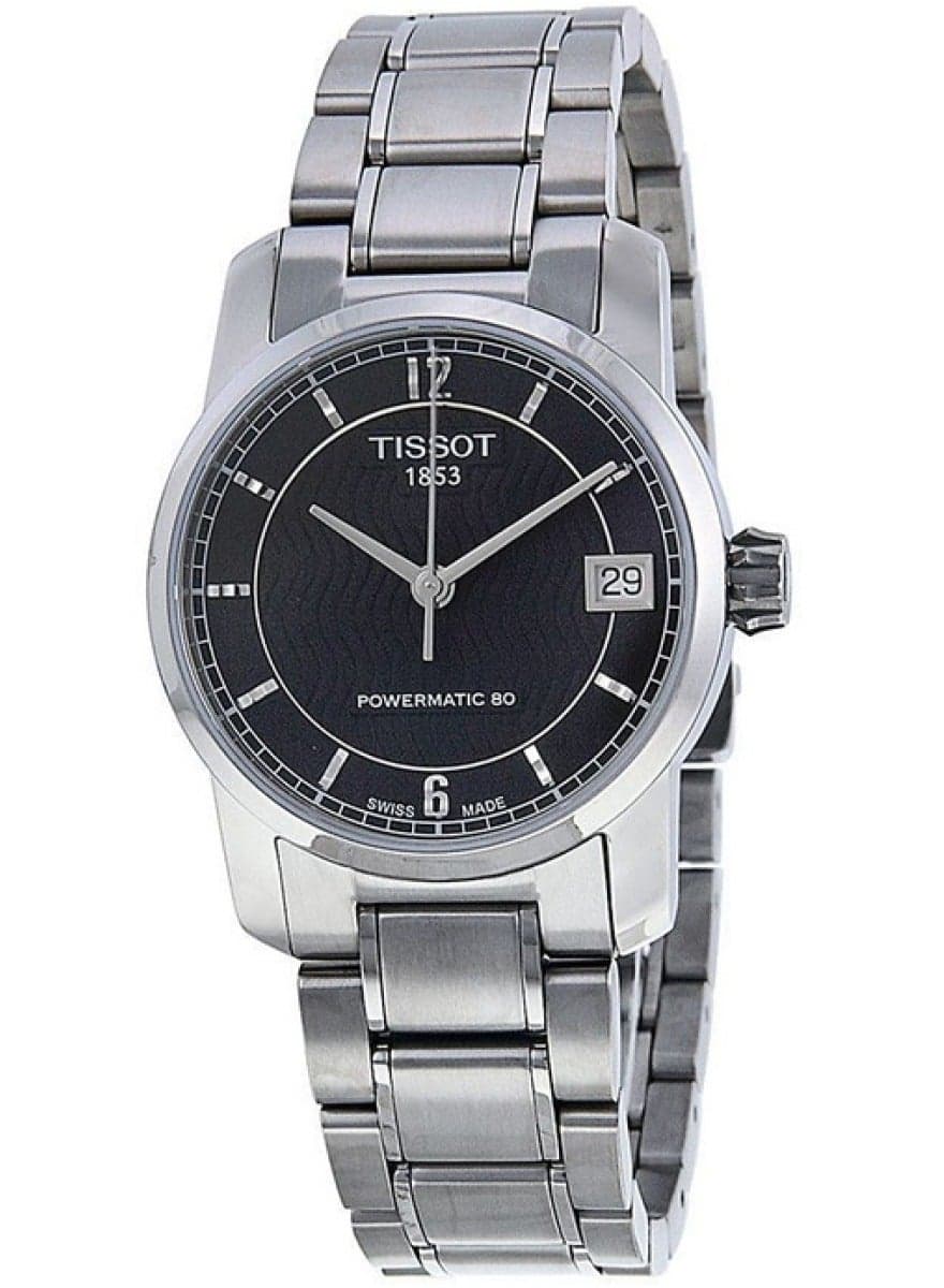T-Classic Automatic Black Dial Titanium Ladies Watch