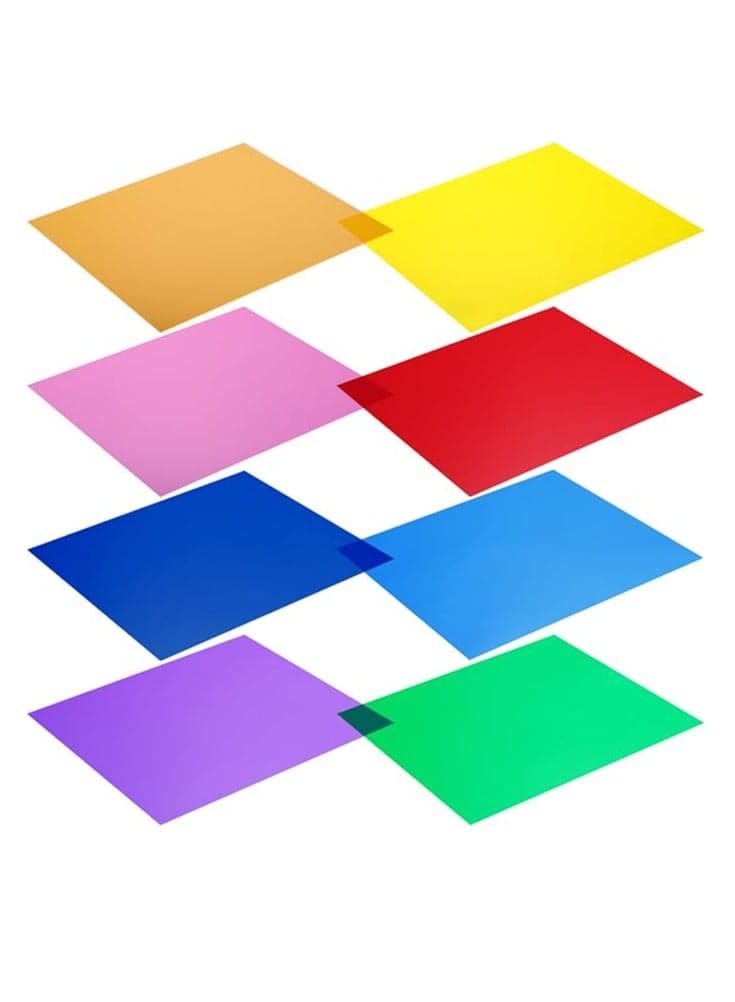 Neewer® 12x12"/30x30cm Transparent Color Correction Light Gel Filter Set Pack of 8 Gel Sheet for Photo Studio Strobe Flashlight (Red, Yellow, Orange, Green, Purple, Pink, Light Blue, Dark Blue) black