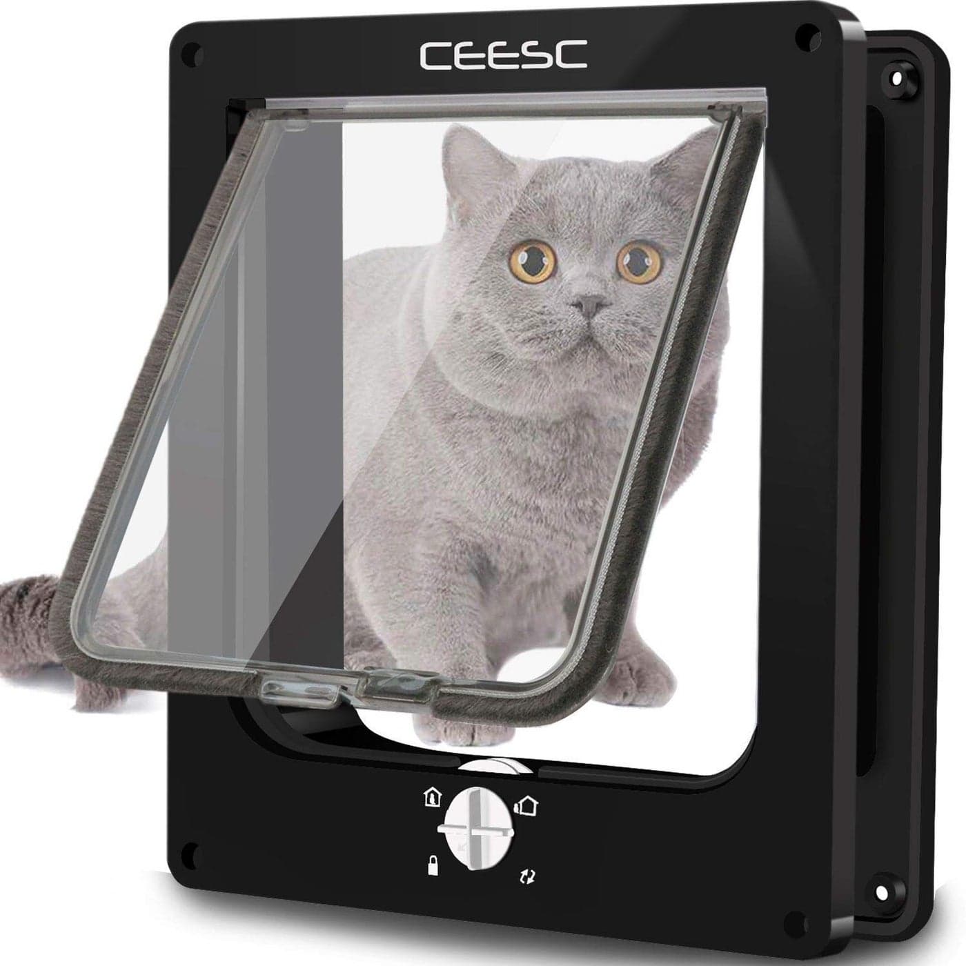 CEESC Extra Large Cat Door Outer Size 116 x 98 Rotary 4 Way Locking Cat Door for Interior Exterior Doors Weatherproof Pet Door for Cat Doggie with Circumference 248Upgraded Version
