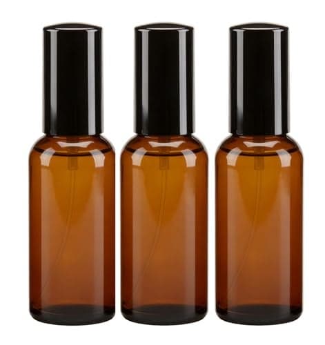 ericotry 1oz(30ml) Refillable Amber Glass Spray Bottles Vials Aromatherapy cosmetic Liquid Water Perfume Essential Oil Sprayer Bottles with Black Lid Fine Mist Sprayers (Pack of 3)