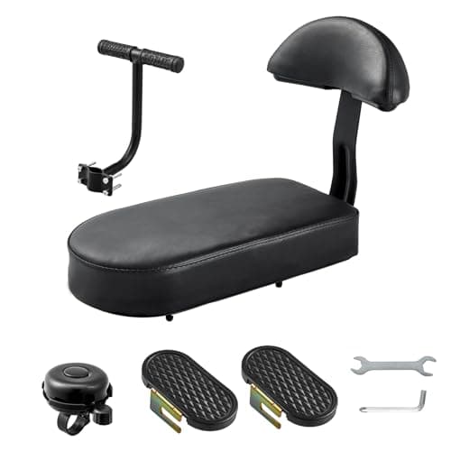 Zacro Kids Bike Seat Set, Comfort Bike Seat with Backrest, Wide Child Bicycle Rear Seat Cushion Back Safety Armrest Handrail Feet Pedals, Children Bicycle Back Seat for Over 5 Years Old