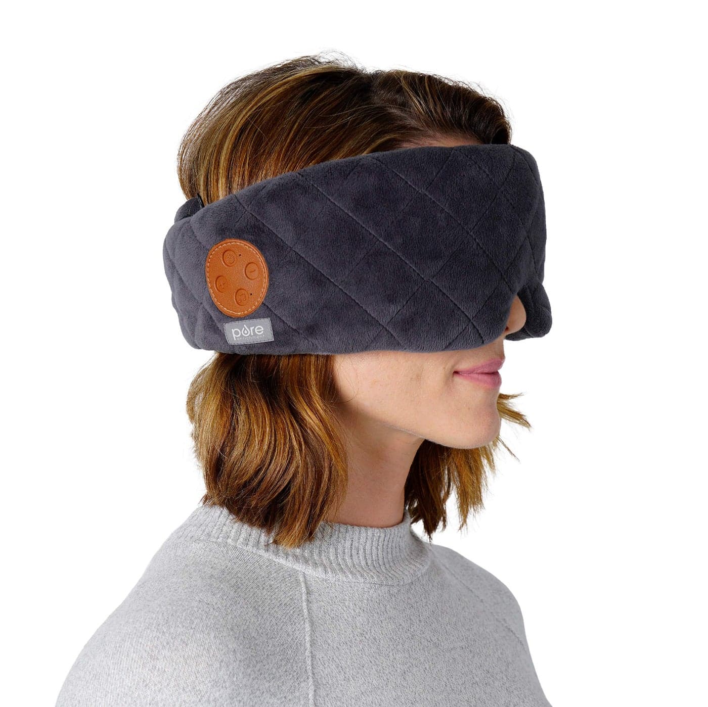 Pure Enrichment Wave Sound Therapy Eye Mask Rechargeable Bluetooth Speakers Light Blocking Design Soft Micromink Fabric 3 White Noise Sounds and Adjustable Closure Ideal for Travel