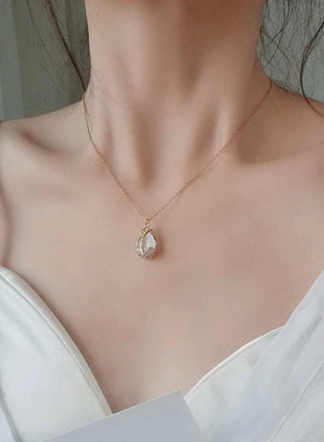 18k Gold Plated Necklace For Women Decorated With Rhinestone Pendant Inlaid With Zirconia