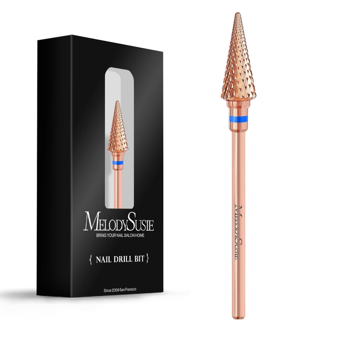 MelodySusie Professional Tapered Nib Nail Drill Bit 332 Carbide Tungsten Multifunction Bit Suitable for Manicure Pedicure Cuticle Gel Polishing Technicians Bit Rose Gold Series BitM Medium