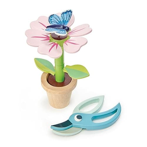 Tender Leaf Toys Blossom Flowerpot Set Indoor Garden Pretend Play Wooden Toy with Removable Leaves and Petals Educational Creative and Basic Life Learning Skills Fun for Children 3