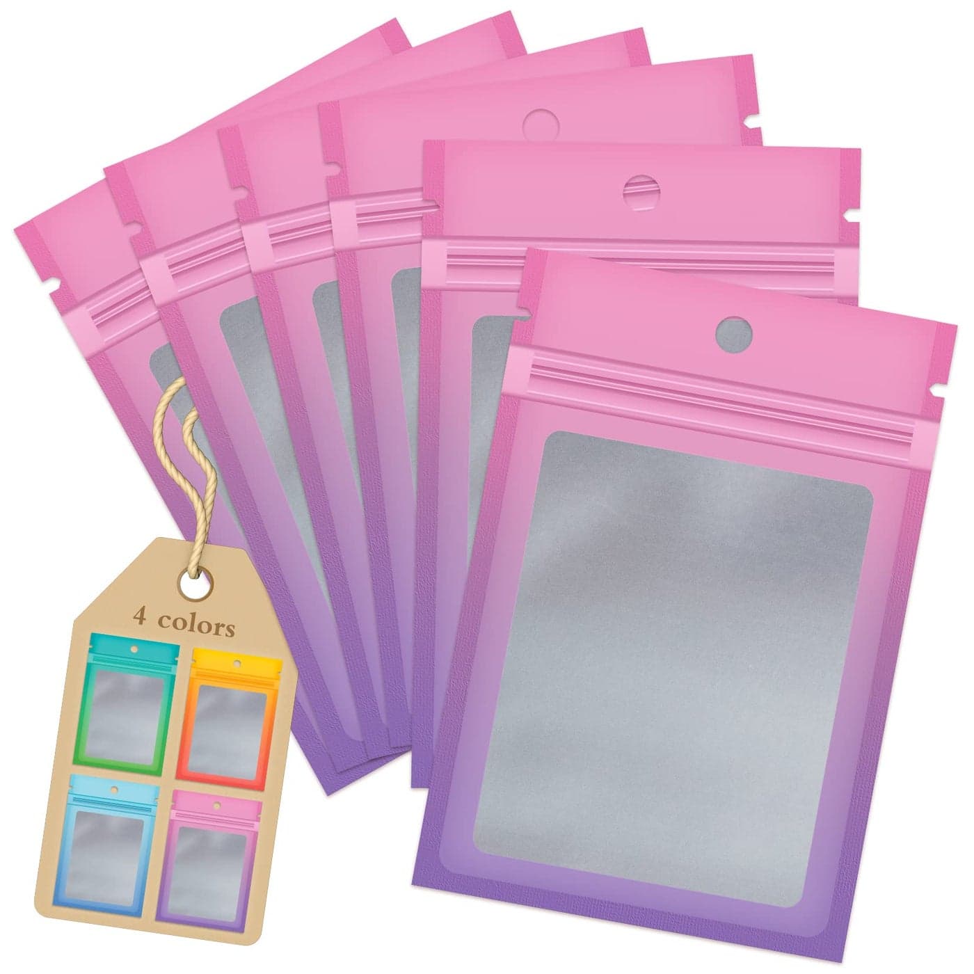 Funfery 100 Pcs Resealable Smell Proof Bags for Food StorageGradient Clear Cute Mylar Bags for Small Business Foil Pouch Zipper Packaging Bag for Sample Jewelry Eyelash GlossPink Purple3147in