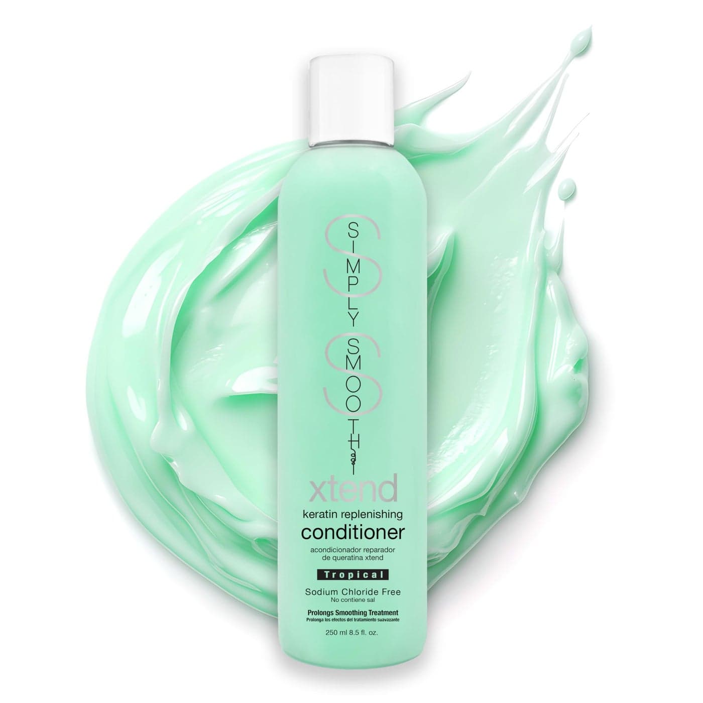 SIMPLY SMOOTH Keratin Replenishing Tropical Conditioner Keratin & Collagen Infused Daily Moisturizer For All Hair Types Restore Depleted Keratin To Provide Strength & Enhance Shine 8.5 Oz