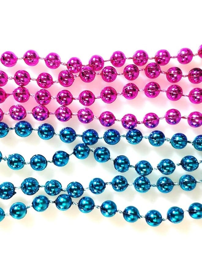 CREATRILL 50 Pcs 6mm Baby Gender Reveal Beads for Baby Shower Announcement Party Supplies 33 Inch Baby Blue Hot Pink (6mm 50 pcs)