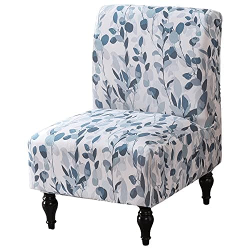 Jusmate Armless Accent Chair Cover Slipcover, Stretch Chair Slipper Super Fit Armless Chair Furniture Protector Cover Slipcover for Living Room Hotel (Blue/White)