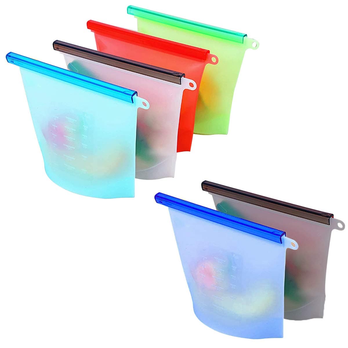 Gabbar LeakProof Multicolor Food Grade Silicone Made Food Storage Bag Reusable Ziplock Pack of 6