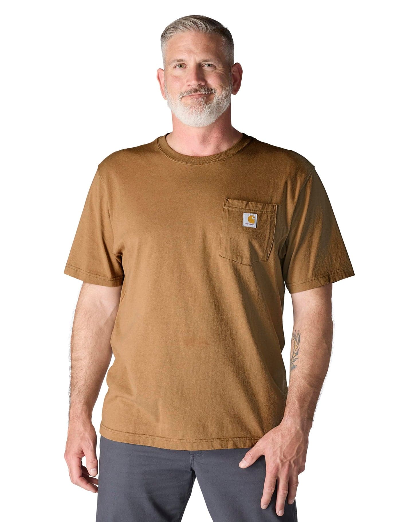Carhartt Men's Loose Fit Heavyweight Short-Sleeve Pocket T-Shirt, Brown, 4X-Large/Tall
