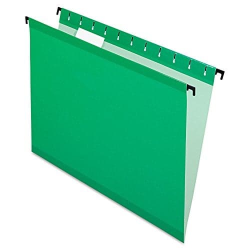 Pendaflex SureHook Reinforced Hanging Folders, Letter Size, Bright Green, 1/5 Cut, 20/BX (6152 1/5 BGR)