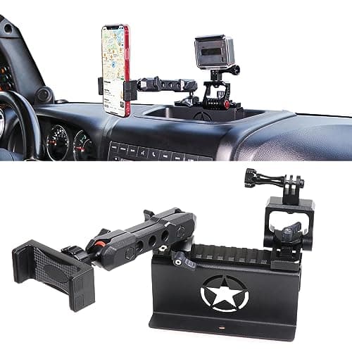 RERPRO JK Dash Phone Mount Holder for 2012-2018 Jeep Wrangler JK JKU Unlimited Interior Accessories Slide Rail Mounts Bracket for GoPro Action Camera and Cell Phone