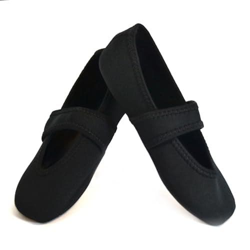 Nufoot Betsy Lou Women's Slippers, Foldable, Flexible Flats, Slipper Socks, Travel Slippers, Exercise Shoe, Dance Shoe, Yoga Socks, House Shoes, Indoor Shoes, Black, X-Large