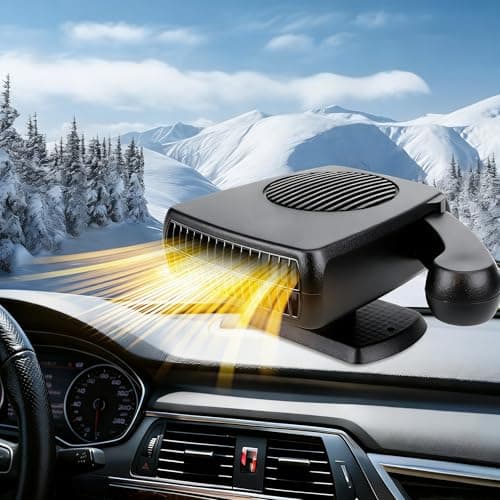 12V Car Heater, Portable Car Heater 200W 2 in 1 Portable Car Windshield Defogger Car Defrost Defogger That Plugs Into Cigarette Lighter(Black)