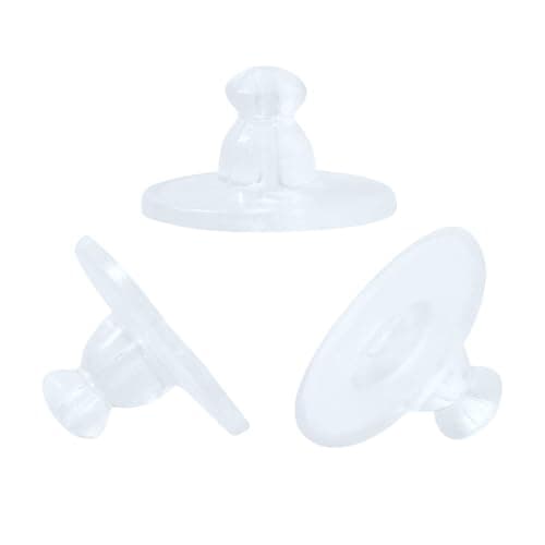Earring Backs, Silicone Earring Backings, Clear Rubber Earring Safety Back Stoppers, Soft Clutch Ear Locking with Pad (Pack of 100)
