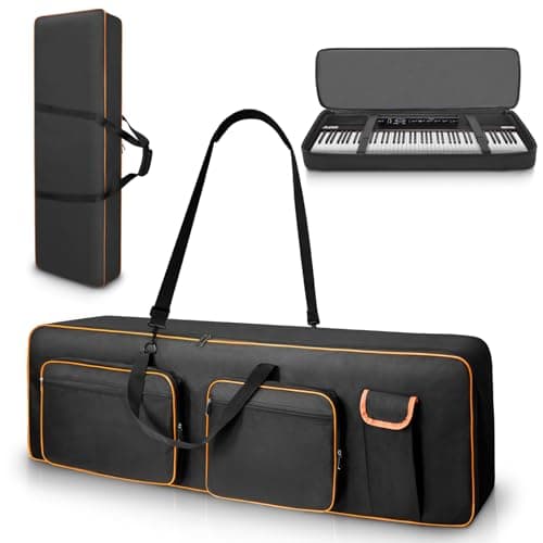 LIWSHWZ 88 Key Keyboard Case,Soft Padded Portable Electric Piano Keyboard Gig Bag with Handle and Adjustable Shoulder Straps,600D Oxford Cloth with 5 Accessory Pocket,53.9"X14.5"X6.6"