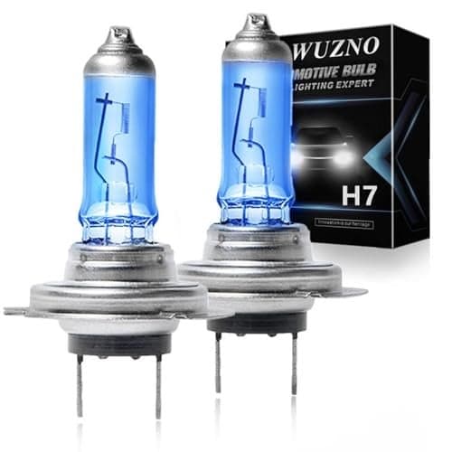 Wuzno Halogen Headlight Bulb Replacement for Hyundai Santa Fe 2007 2008 2017 2018High Beam H7 Low Beam H7 Lights 6000k White 120 Brightness 2 Pack