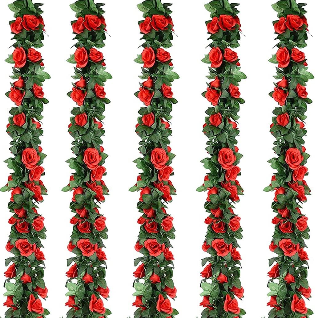 5 Pcs Flower Garland for Decoration Artificial Vines with Flowers Fake Floral Garland Decor Flower Vine for Garden Party Spring Decorations