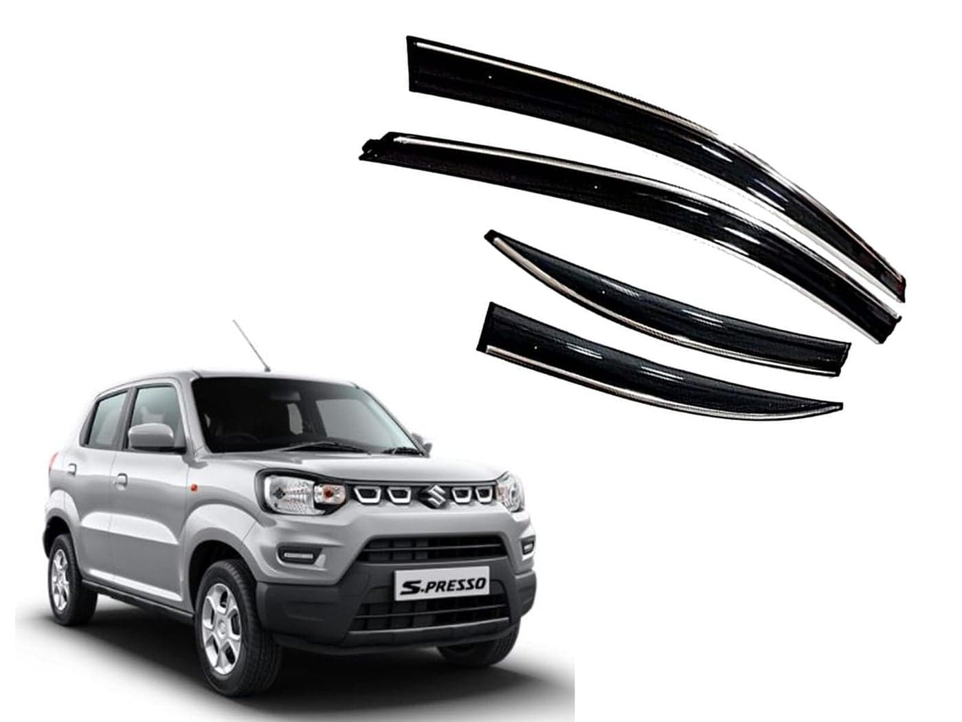 CAR SAAZ Chrome Line Door Visor for Eeco (2010-2022) (Set of 6Pcs) | Wind Deflector | Rain Guard