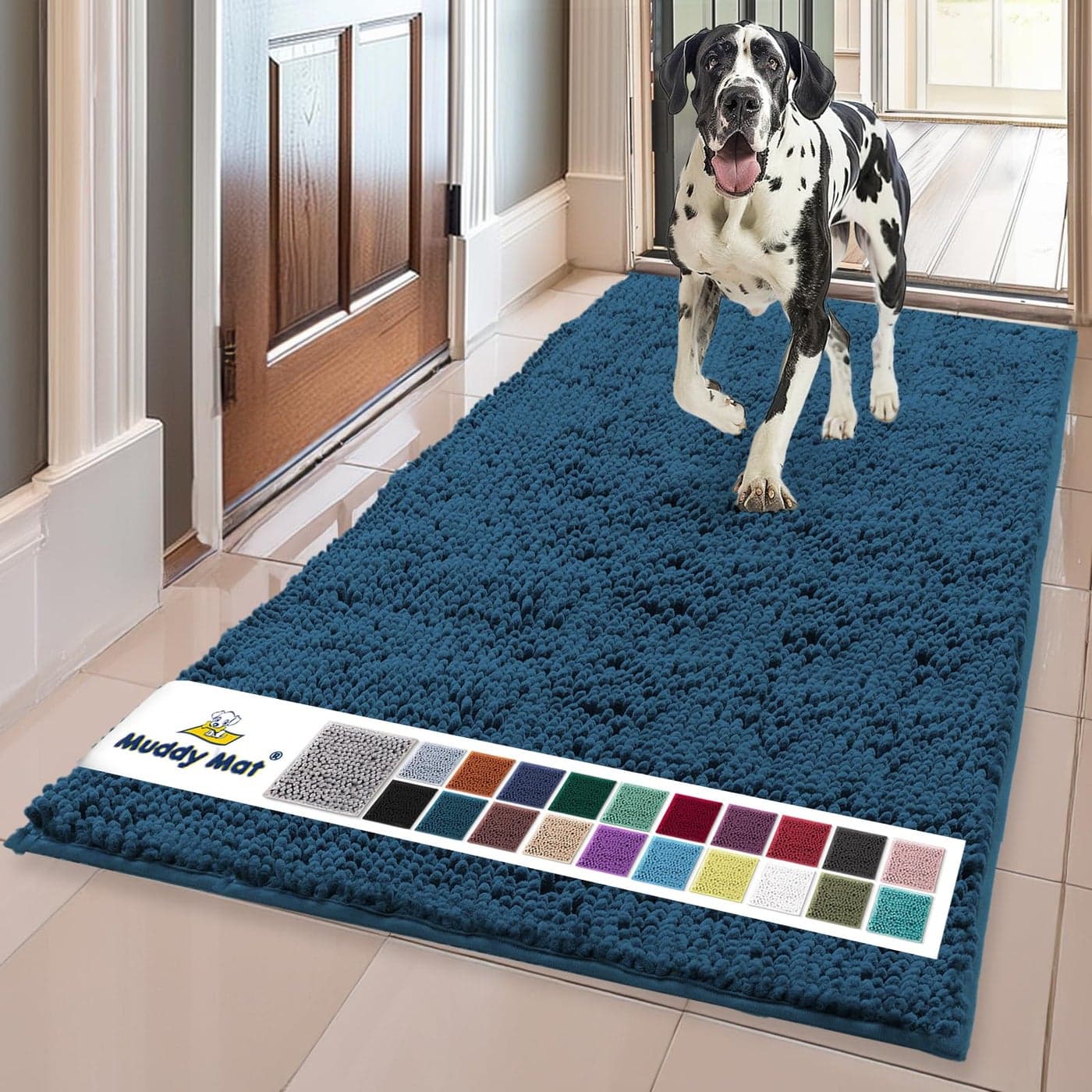Muddy Mat Shown on TVSuper Absorbent Microfiber Dog Door Mat for Muddy Paws NonSlip Washable Pet Rug Quick Dry Chenille Entryway Carpet Machine Washable Indoor Outdoor matAtlantic Blue 59x35