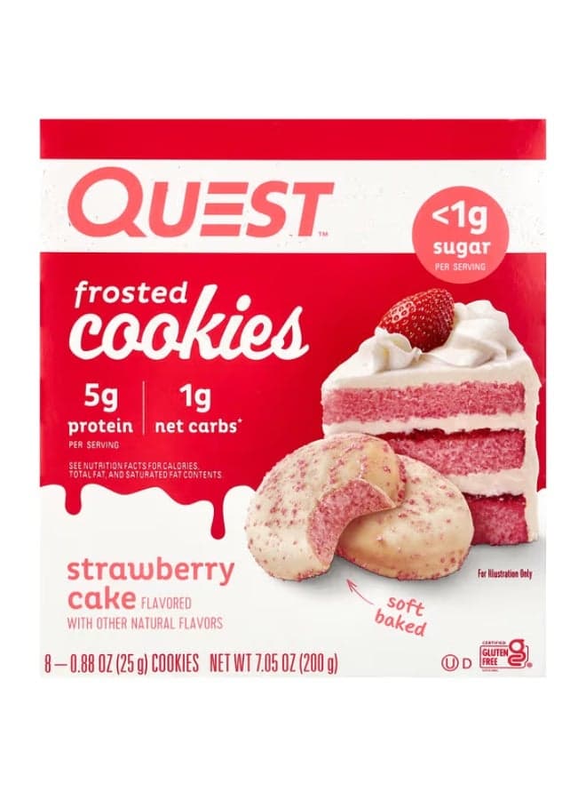 Quest Nutrition, Frosted Cookies, Strawberry Cake, 8 Cookies, 0.88 oz (25 g) Each