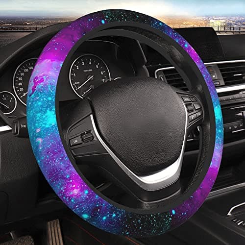 Blue Galaxy Steering Wheel Cover for Women Men Girls Universal 15 Inch Purple Anti Slip Steering Wheel Protector Car Accessories Interior for Auto Truck SUV