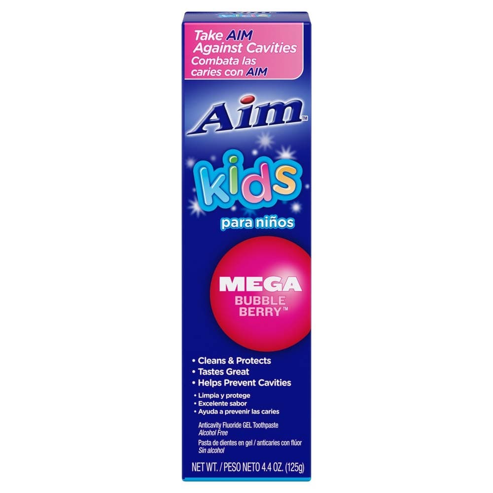 Aim Kids Gel Fluoride Toothpaste Mega Bubble Berry 44 oz Pack of 2