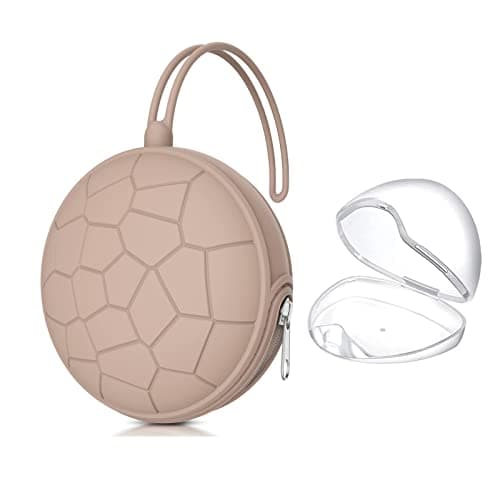 Smlpuame Pacifier Holder Case,Mothers Day Gifts for Mom BPA Free Portable Silicone Baby Pacifier Cover Pouch for Diaper Bag Stroller,Travel Outdoor Activities,Easy to Clean(Football & Blush)