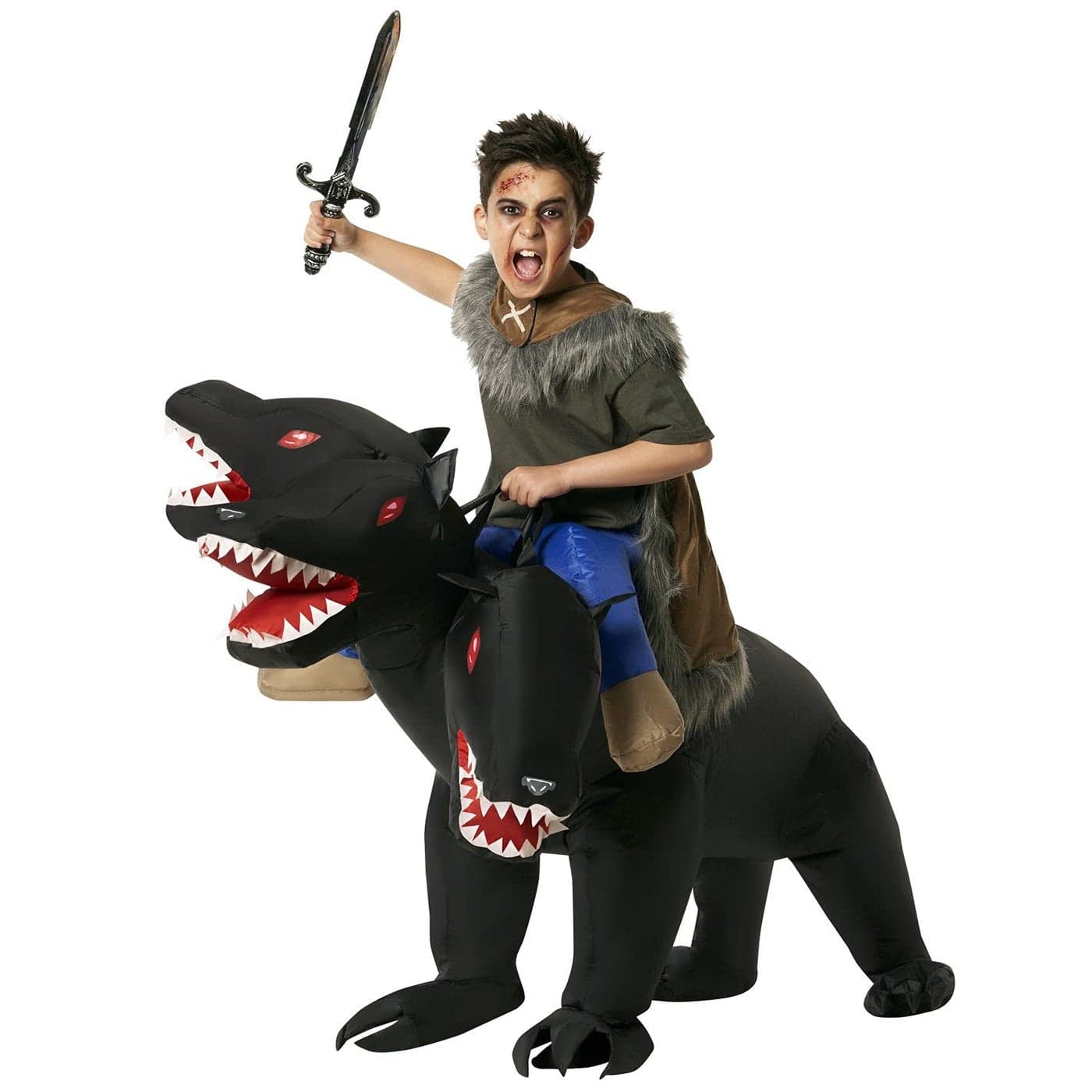 Morph 3 Head Dog Costume Inflatable Halloween Costume For Kids Evil Dog Inflatable Costume For Kids