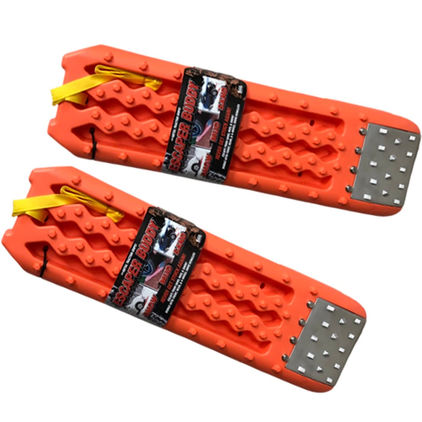 Maxsa 20322 Metal Gripped Escaper Buddy Traction Boards for OffRoad Mud Sand Snow Vehicle Extraction Bendable Unbreakable Orange 2 Pack