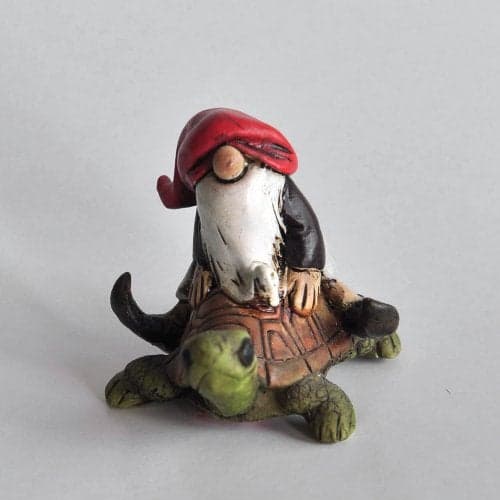 Top Collection Miniature Fairy Garden and Terrarium Gnome Riding on Turtle Statue