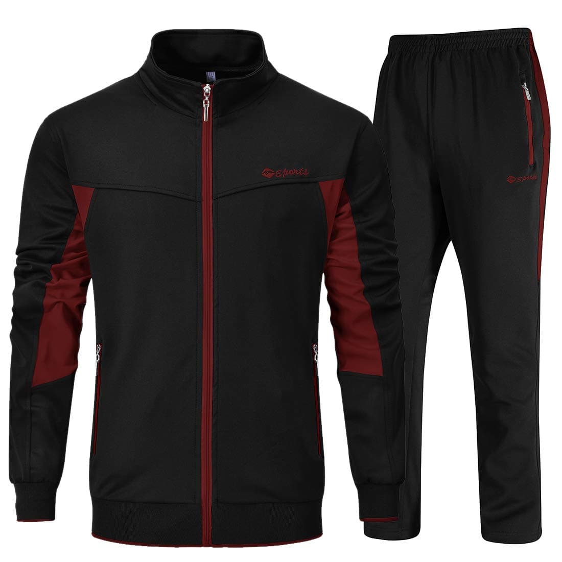 YSENTO Men's Tracksuits Outfits Set 2 Piece Jogging Suits Warm Up Sweatsuits Sweat Track Suits Sets Black M