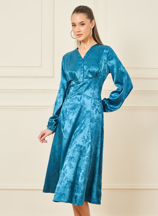 Floral Teal Midi Dress