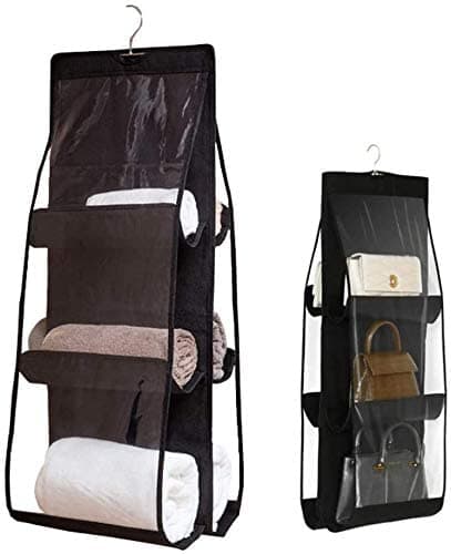 Coolkart Hanging Handbag Organizer DustProof Storage Holder Bag Wardrobe Closet for Purse Clutch with 6 Pockets Pvc PolyesterMulticolour