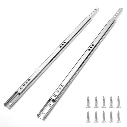 Suiwotin 4PCS 12 Inch Drawer Slides, Metal Ball Bearing Drawer Slides, Small Drawer Rails, Non-Removable Side Mount Two Way Slide Track Rail, 2 Pairs (0.7" Wide)