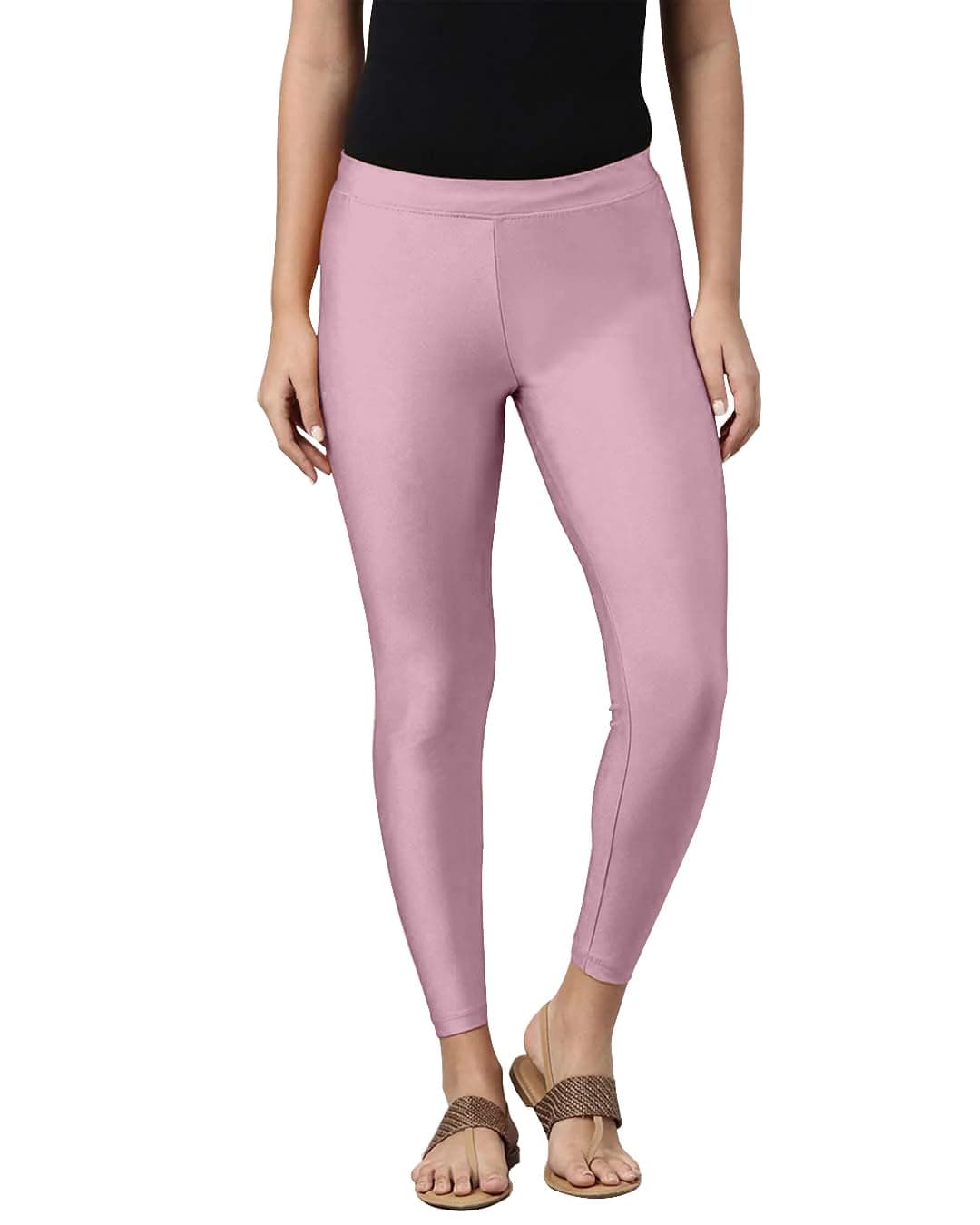 Mehrang Tailored Cut & Slim Fit Stetchable Fabric Ankle Length Shimmer Leggings for Womens and Girls (in, Alpha, L, Regular, DARKONION)